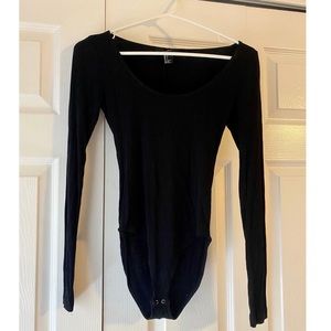 Black scoop neck bodysuit